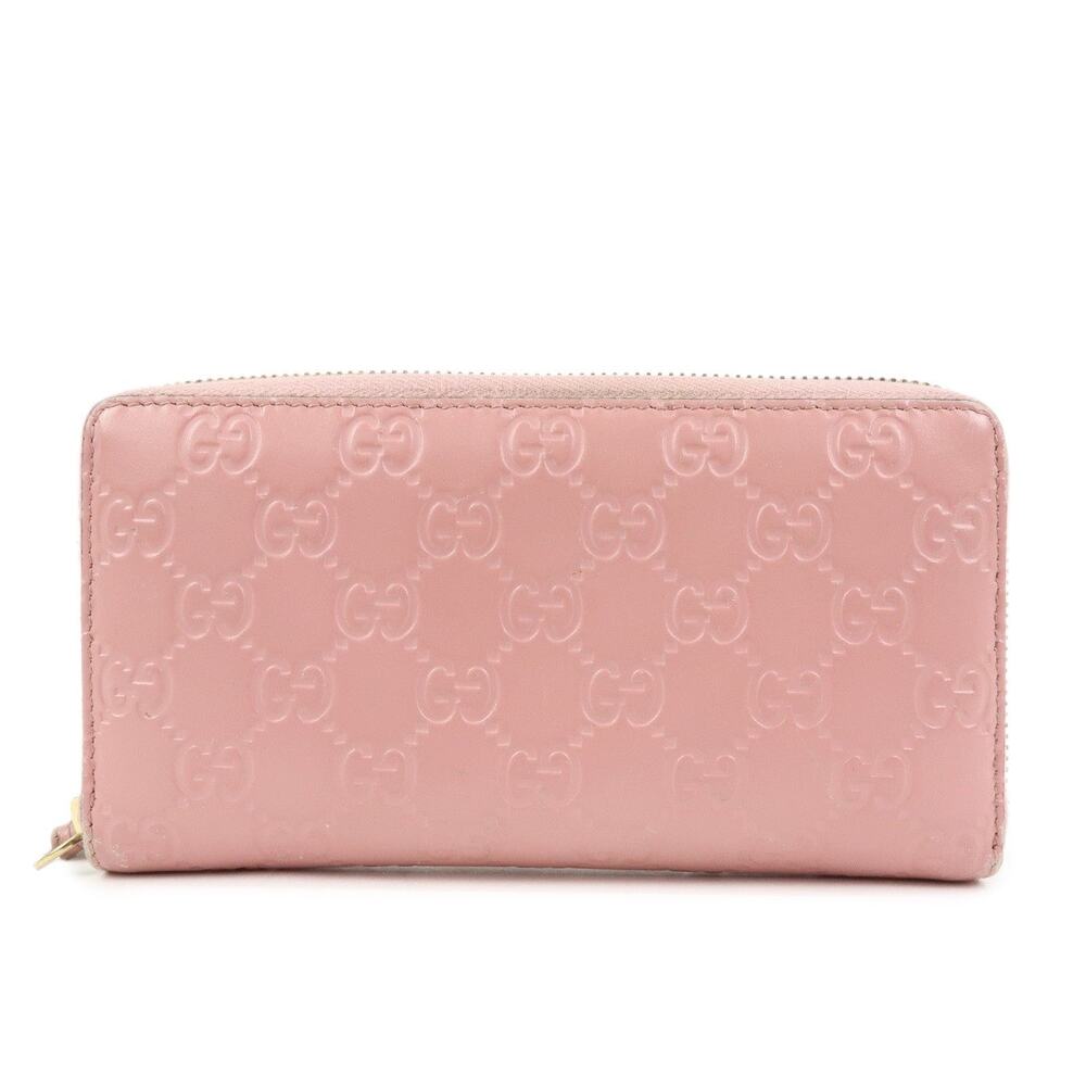 Gucci Guccissima Calfskin Round Zippy Long Wallet Pink